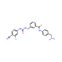 CN(C)Cc1ccc(NC(=O)c2cccc(CNC(=O)Nc3ccc(C#N)c(Cl)c3)c2)cc1 ZINC000045338241