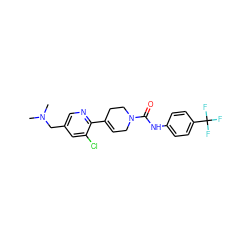 CN(C)Cc1cnc(C2=CCN(C(=O)Nc3ccc(C(F)(F)F)cc3)CC2)c(Cl)c1 ZINC000141073976