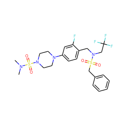 CN(C)S(=O)(=O)N1CCN(c2ccc(CN(CC(F)(F)F)S(=O)(=O)Cc3ccccc3)c(F)c2)CC1 ZINC000147230838