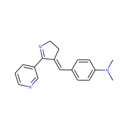 CN(C)c1ccc(/C=C2\CCN=C2c2cccnc2)cc1 ZINC000103186223