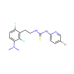 CN(C)c1ccc(F)c(CCNC(=S)Nc2ccc(Br)cn2)c1F ZINC000013759856