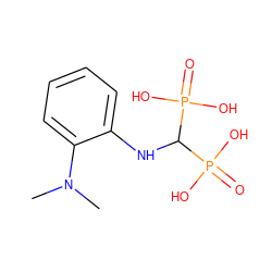 CN(C)c1ccccc1NC(P(=O)(O)O)P(=O)(O)O ZINC000013673750