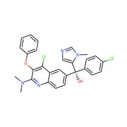 CN(C)c1nc2ccc([C@](O)(c3ccc(Cl)cc3)c3cncn3C)cc2c(Cl)c1Oc1ccccc1 ZINC000219787169