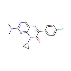 CN(C)c1ncc2nc(-c3ccc(F)cc3)c(=O)n(C3CC3)c2n1 ZINC000004238547