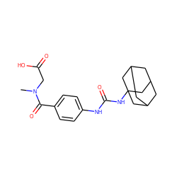 CN(CC(=O)O)C(=O)c1ccc(NC(=O)NC23CC4CC(CC(C4)C2)C3)cc1 ZINC000049068272