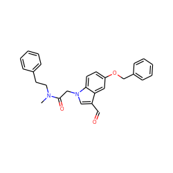 CN(CCc1ccccc1)C(=O)Cn1cc(C=O)c2cc(OCc3ccccc3)ccc21 ZINC000013758656