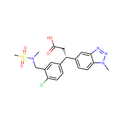 CN(Cc1cc([C@H](CC(=O)O)c2ccc3c(c2)nnn3C)ccc1Cl)S(C)(=O)=O ZINC000584905756
