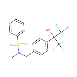 CN(Cc1ccc(C(O)(C(F)(F)F)C(F)(F)F)cc1)S(=O)(=O)c1ccccc1 ZINC000028572051