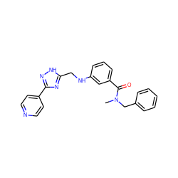 CN(Cc1ccccc1)C(=O)c1cccc(NCc2nc(-c3ccncc3)n[nH]2)c1 ZINC001772657361
