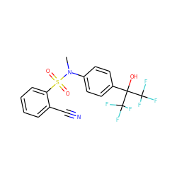 CN(c1ccc(C(O)(C(F)(F)F)C(F)(F)F)cc1)S(=O)(=O)c1ccccc1C#N ZINC000028572567