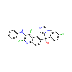 CN(c1ccccc1)c1c(Cl)nc2ccc([C@](O)(c3ccc(Cl)cc3)c3cncn3C)cc2c1Cl ZINC000219711947