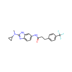 CN(c1nc2ccc(NC(=O)CCc3ccc(C(F)(F)F)cc3)cc2[nH]1)C1CC1 ZINC000040937279