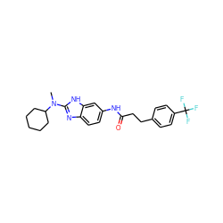 CN(c1nc2ccc(NC(=O)CCc3ccc(C(F)(F)F)cc3)cc2[nH]1)C1CCCCC1 ZINC000040937556