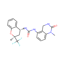 CN1C(=O)NCc2c(NC(=O)N[C@@H]3C[C@@](C)(C(F)(F)F)Oc4ccccc43)cccc21 ZINC000143440385
