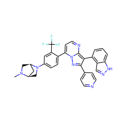 CN1C[C@@H]2C[C@H]1CN2c1ccc(-c2ccnc3c(-c4cccc5[nH]ncc45)c(-c4ccncc4)nn23)c(C(F)(F)F)c1 ZINC000064453613