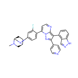 CN1C[C@@H]2CC[C@H]1CN2c1ccc(-c2ccnc3c(-c4cccc5[nH]ncc45)c(-c4ccncc4)nn23)c(F)c1 ZINC000064447949