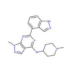 CN1CCC(Nc2nc(-c3cccc4[nH]ncc34)nc3c2cnn3C)CC1 ZINC000064528365
