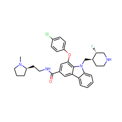 CN1CCC[C@@H]1CCNC(=O)c1cc(Oc2ccc(Cl)cc2)c2c(c1)c1ccccc1n2C[C@@H]1CCNC[C@H]1F ZINC000028889989