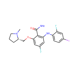 CN1CCC[C@H]1COc1cc(F)cc(Nc2ccc(I)cc2F)c1C(N)=O ZINC000096905644