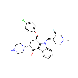 CN1CCN([C@@H]2C[C@@H](Oc3ccc(Cl)cc3)c3c(c4ccccc4n3C[C@@H]3CCN(C)C[C@@H]3F)C2=O)CC1 ZINC000028571202