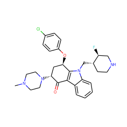 CN1CCN([C@@H]2C[C@@H](Oc3ccc(Cl)cc3)c3c(c4ccccc4n3C[C@H]3CCNC[C@@H]3F)C2=O)CC1 ZINC000028572385