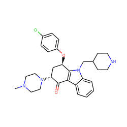 CN1CCN([C@@H]2C[C@@H](Oc3ccc(Cl)cc3)c3c(c4ccccc4n3CC3CCNCC3)C2=O)CC1 ZINC000028572574