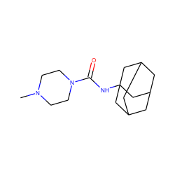 CN1CCN(C(=O)NC23CC4CC(CC(C4)C2)C3)CC1 ZINC000004011475