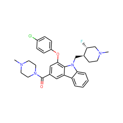 CN1CCN(C(=O)c2cc(Oc3ccc(Cl)cc3)c3c(c2)c2ccccc2n3C[C@@H]2CCN(C)C[C@H]2F)CC1 ZINC000028889659