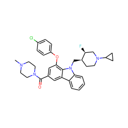 CN1CCN(C(=O)c2cc(Oc3ccc(Cl)cc3)c3c(c2)c2ccccc2n3C[C@@H]2CCN(C3CC3)C[C@@H]2F)CC1 ZINC000028889673