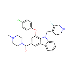 CN1CCN(C(=O)c2cc(Oc3ccc(Cl)cc3)c3c(c2)c2ccccc2n3CC2=C(F)CNCC2)CC1 ZINC000028889677
