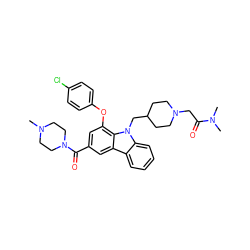CN1CCN(C(=O)c2cc(Oc3ccc(Cl)cc3)c3c(c2)c2ccccc2n3CC2CCN(CC(=O)N(C)C)CC2)CC1 ZINC000028889686