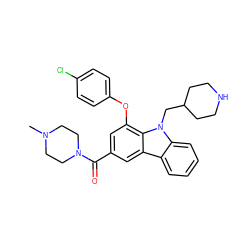 CN1CCN(C(=O)c2cc(Oc3ccc(Cl)cc3)c3c(c2)c2ccccc2n3CC2CCNCC2)CC1 ZINC000028889632