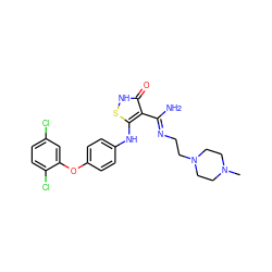 CN1CCN(CC/N=C(\N)c2c(Nc3ccc(Oc4cc(Cl)ccc4Cl)cc3)s[nH]c2=O)CC1 ZINC000034802650