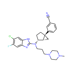 CN1CCN(CCCN(c2nc3cc(F)c(Cl)cc3[nH]2)[C@@H]2CC[C@]3(c4cccc(C#N)c4)C[C@H]23)CC1 ZINC000036351864