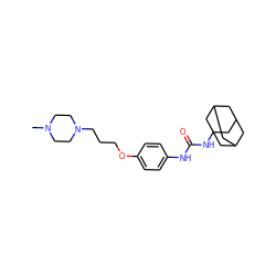CN1CCN(CCCOc2ccc(NC(=O)NC34CC5CC(CC(C5)C3)C4)cc2)CC1 ZINC000066252603