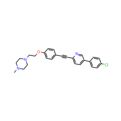 CN1CCN(CCOc2ccc(C#Cc3ccc(-c4ccc(Cl)cc4)cn3)cc2)CC1 ZINC000118641122
