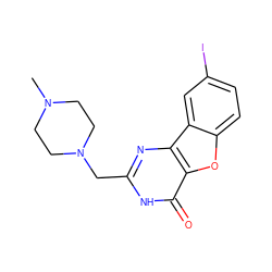 CN1CCN(Cc2nc3c(oc4ccc(I)cc43)c(=O)[nH]2)CC1 ZINC000084669267