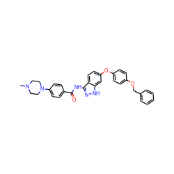 CN1CCN(c2ccc(C(=O)Nc3n[nH]c4cc(Oc5ccc(OCc6ccccc6)cc5)ccc34)cc2)CC1 ZINC000144564904