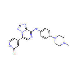 CN1CCN(c2ccc(Nc3ncc(-c4cc[nH]c(=O)c4)n4ncnc34)cc2)CC1 ZINC000073388010