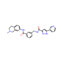 CN1CCc2ccc(NC(=O)c3cccc(CNC(=O)c4cc(-c5cccnc5)[nH]n4)c3)cc2C1 ZINC000167972939