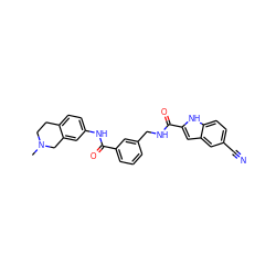 CN1CCc2ccc(NC(=O)c3cccc(CNC(=O)c4cc5cc(C#N)ccc5[nH]4)c3)cc2C1 ZINC000167959566
