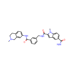 CN1CCc2ccc(NC(=O)c3cccc(CNC(=O)c4cc5cc(C(N)=O)ccc5n4C)c3)cc2C1 ZINC000167961596