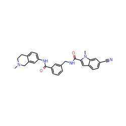 CN1CCc2ccc(NC(=O)c3cccc(CNC(=O)c4cc5ccc(C#N)cc5n4C)c3)cc2C1 ZINC000167961037