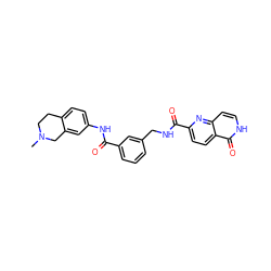 CN1CCc2ccc(NC(=O)c3cccc(CNC(=O)c4ccc5c(=O)[nH]ccc5n4)c3)cc2C1 ZINC000167977359