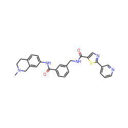 CN1CCc2ccc(NC(=O)c3cccc(CNC(=O)c4cnc(-c5cccnc5)s4)c3)cc2C1 ZINC000167973719
