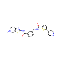 CN1CCc2nc(NC(=O)c3cccc(CNC(=O)c4ccc(-c5ccncc5)s4)c3)sc2C1 ZINC000167962865
