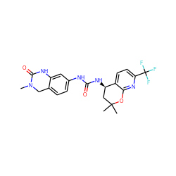 CN1Cc2ccc(NC(=O)N[C@@H]3CC(C)(C)Oc4nc(C(F)(F)F)ccc43)cc2NC1=O ZINC000143399353