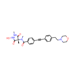 CNC(=O)[C@@](C)(C(=O)NO)N(C)C(=O)c1ccc(C#Cc2ccc(CCN3CCOCC3)cc2)cc1 ZINC000225157240