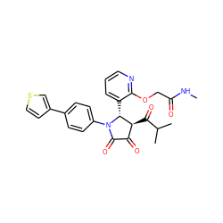 CNC(=O)COc1ncccc1[C@@H]1[C@@H](C(=O)C(C)C)C(=O)C(=O)N1c1ccc(-c2ccsc2)cc1 ZINC000169695375