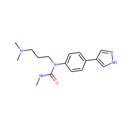 CNC(=O)N(CCCN(C)C)c1ccc(-c2cn[nH]c2)cc1 ZINC000299862123